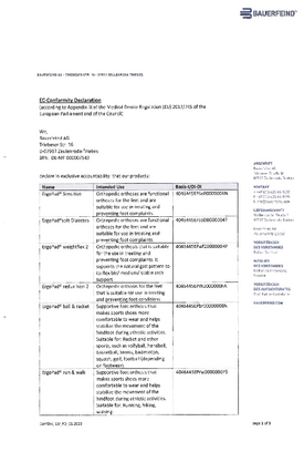 Conformity declaration - foot orthoses