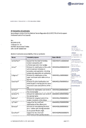 Conformity declaration - supports and orthoses