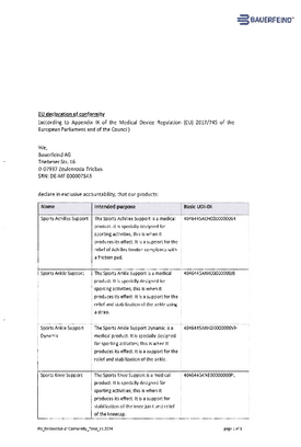 Conformity declaration - sports products