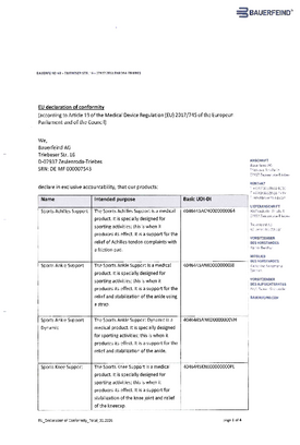 Conformity declaration - sports products