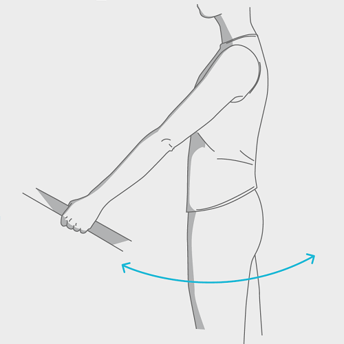 Illustration der Schulter Übung "Seitliches Pendeln".